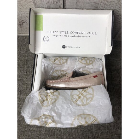 Marc Joseph New York Girls Shoes Size 11 Pink Rose Glimmer Leather Loafers - Picture 7 of 8